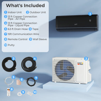GreyVolt Series 9100 BTU 20.5 SEER2 115V WiFi Enabled Mini Split AC Compatible with Alexa Gray