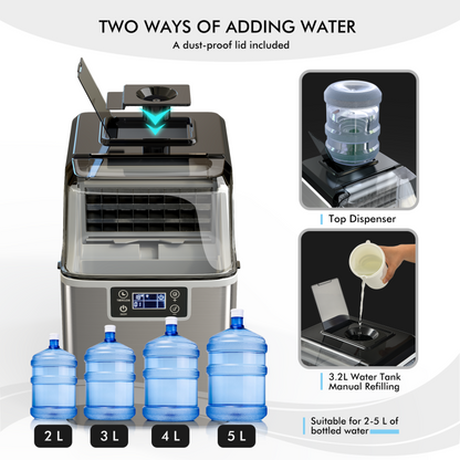 Portable Countertop Ice Maker with Ice Scoop and Basket
