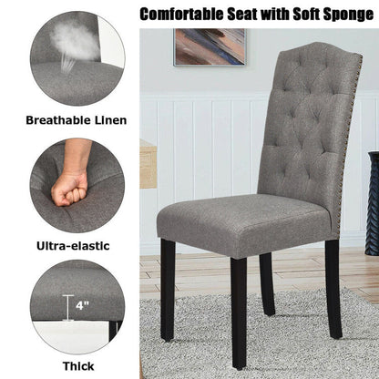 Set of 2 Modern Tufted Dining Chairs with Padded Seat