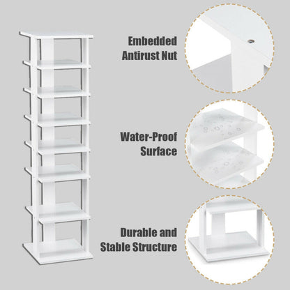 7-Tiers Vertical Wooden Space Saving Shoe Rack for Front Door