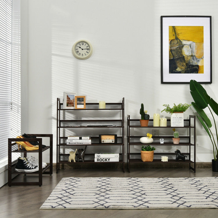 2/3/4 Tiers Flat and Slant Metal Shoe Rack for Entryway Hallway