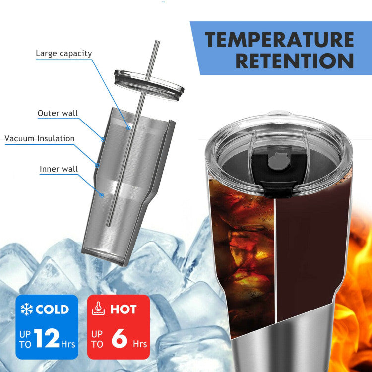 30oz Stainless Steel Tumbler Cup Double Wall Vacuum Insulated Mug with Lid