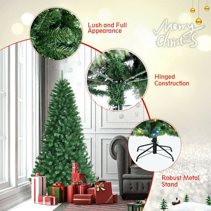 6/7/8 Feet Artificial Christmas Tree with Remote-controlled Color-changing LED Lights
