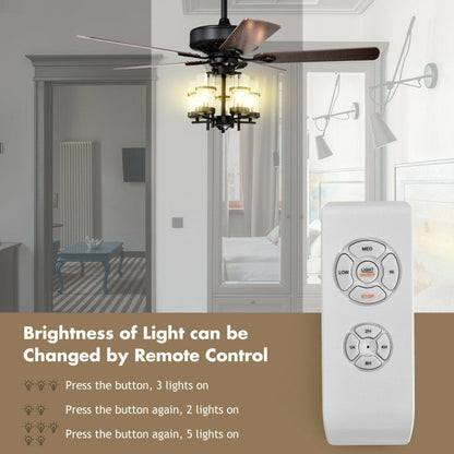 50 Inch Noiseless Ceiling Fan Light with Explosion-proof Glass Lampshades