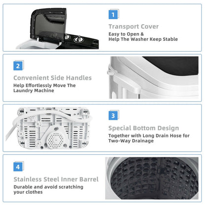 13 lbs Portable Compact Mini Twin Tub Washing Machine
