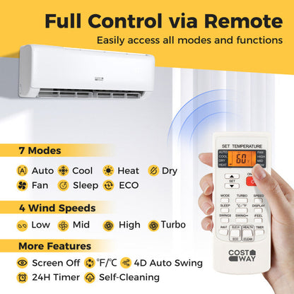 Airtural Series 24000 BTU 21 SEER2 Mini Split Heat Pump Energy Star Certified WiFi Enabled