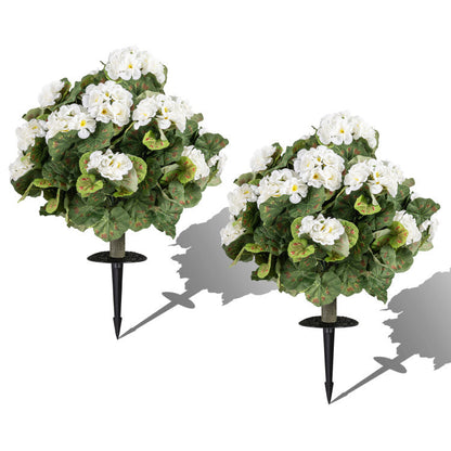 Artificial Begonia Ball Trees Set of 2 13 inch Fake Evergreen Shrubs with Ground Spikes