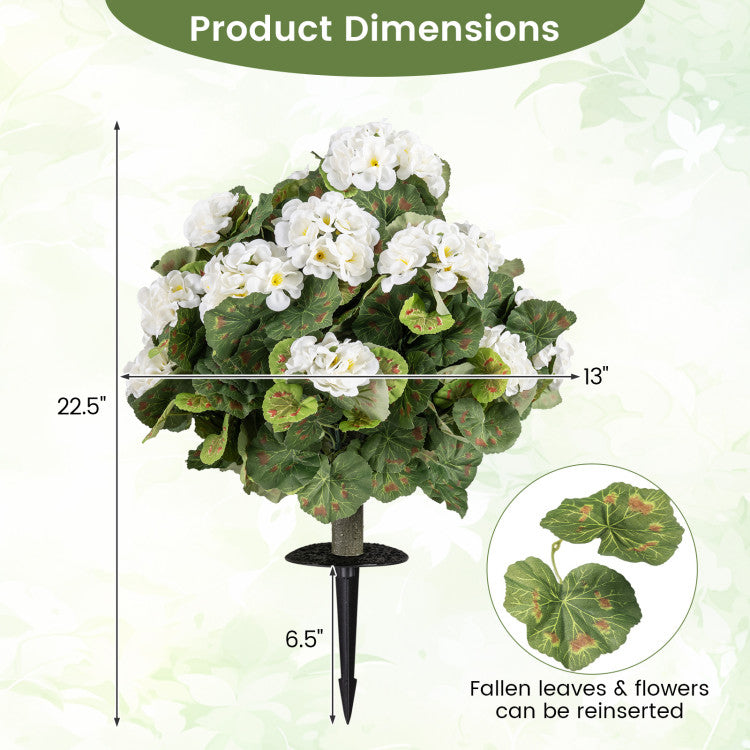 Artificial Begonia Ball Trees Set of 2 13 inch Fake Evergreen Shrubs with Ground Spikes
