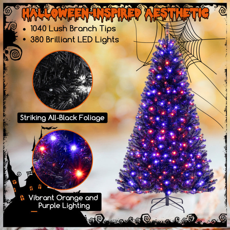 6/7/8 Feet Artificial Christmas Tree with 6 Lighting Modes and Spooky Sounds