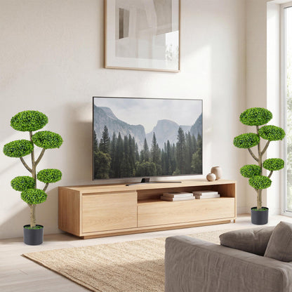 Indoor Outdoor 6 Balls Topiary Tree with Realistic Trunk and Weighted Cement-Filled Base