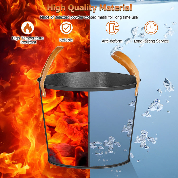 Ash Bucket Set of 2 Metal Coal Ash Can Set with 11.5 Gal and 8.5 Gal Bucket for Fireplace Fire Pits
