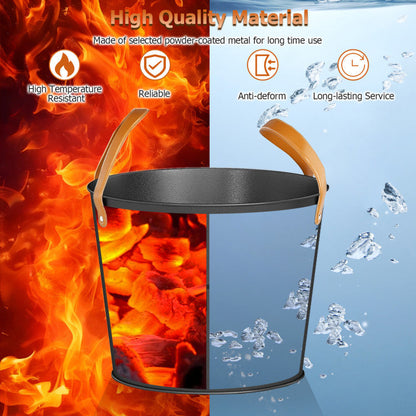 Ash Bucket Set of 2 Metal Coal Ash Can Set with 11.5 Gal and 8.5 Gal Bucket for Fireplace Fire Pits