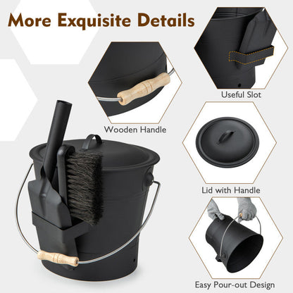 Ash Bucket with Lid and Cut-resistant Gloves