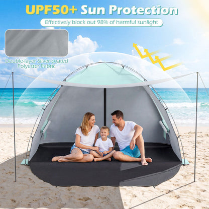 Beach Tent Sun Shelter with Canopy Easy Setup UPF50+ Sun Protection