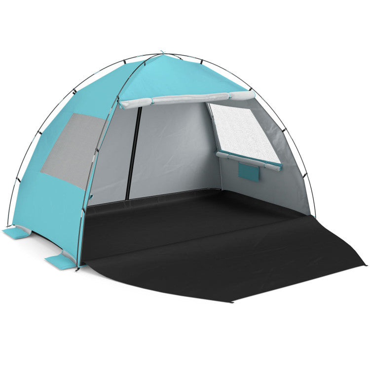 Beach Tent Sun Shelter with Canopy with Extended Floor and Vent Windows