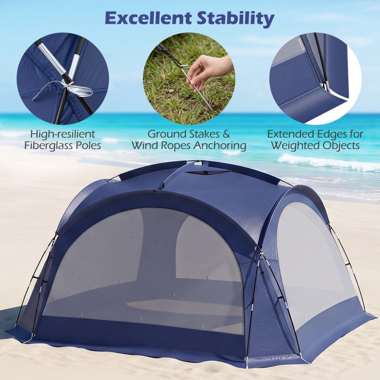 Beach Tent for 12-15 People Easy Setup Dome Canopy Tent with 4 Removable Zippered Sidewalls