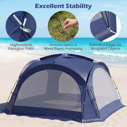 Beach Tent for 12-15 People Easy Setup Dome Canopy Tent with 4 Removable Zippered Sidewalls