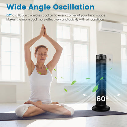 35W 28 Inch Quiet Bladeless Oscillating Tower Fan