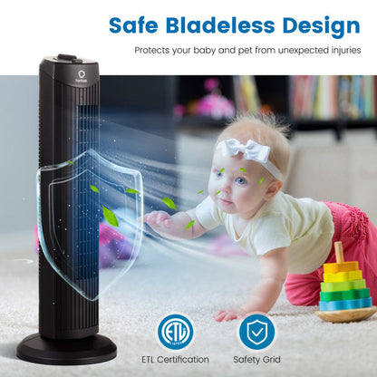 35W 28 Inch Quiet Bladeless Oscillating Tower Fan