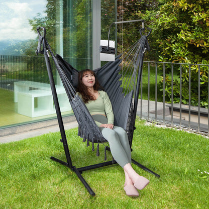Height Adjustable Hammock Chair with Phone Holder and Side Pocket