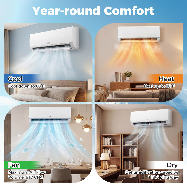 Blast Pro Series 18000 BTU 20 SEER2 208-230V Wifi Enabled Mini Split Air Conditioner and Heater