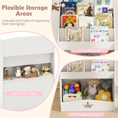 4-Tier Kids Bookshelf with Shelves and Compartment for Toddlers