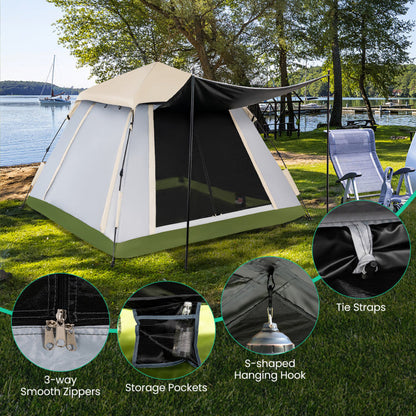 2-4 Person Instant Pop-up Camping Tent with Removable Rainfly