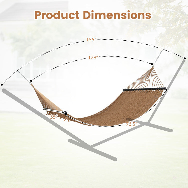 Caribbean Hammock with Spreader Bar for Patio Poolside