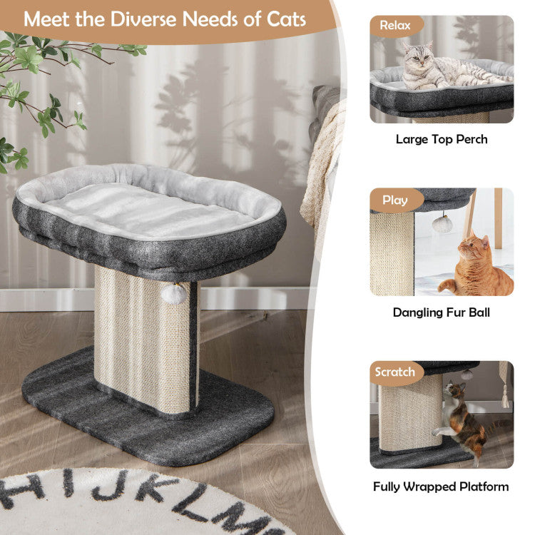 Modern Cat Tree Tower with Large Plush Perch and Sisal Scratching Plate