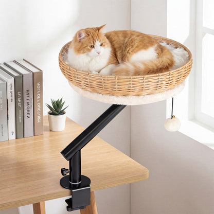 Cat Desk Bed with Removable Padded Cushion for Indoor Cats