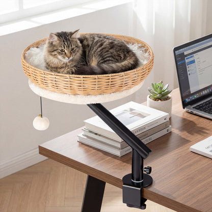 Cat Desk Bed with Removable Padded Cushion for Indoor Cats
