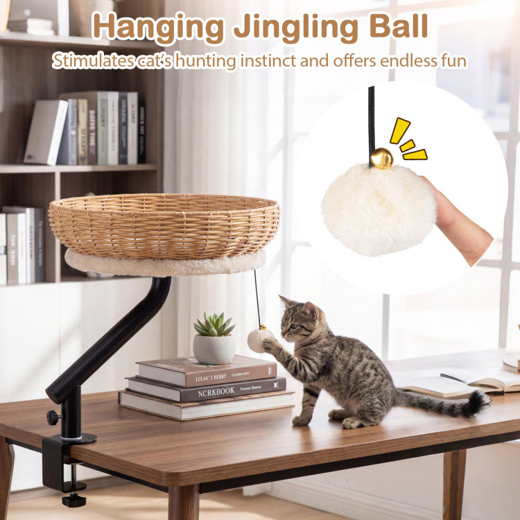 Cat Desk Bed with Removable Padded Cushion for Indoor Cats