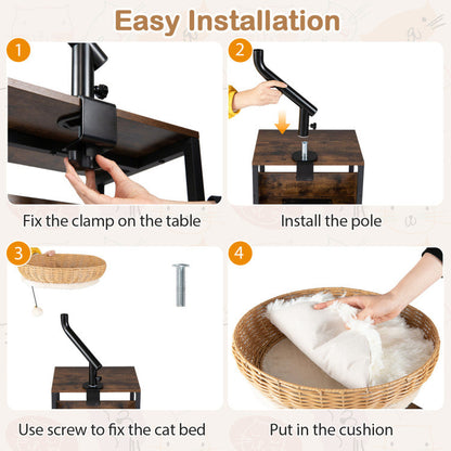 Cat Desk Bed with Removable Padded Cushion for Indoor Cats