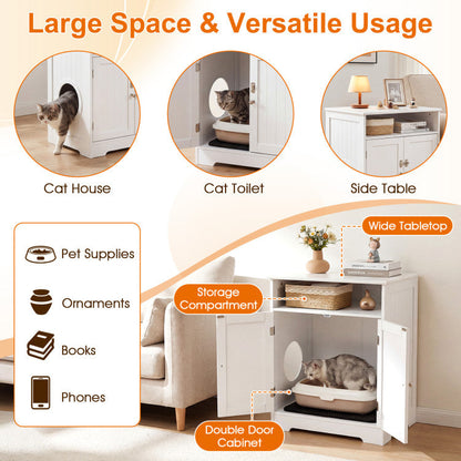 Cat Litter Box Enclosure Wooden Hidden Pet Washroom Furniture