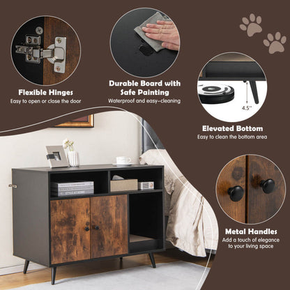 Cat Litter Box Enclosure with Storage Compartments and Pet Scratcher