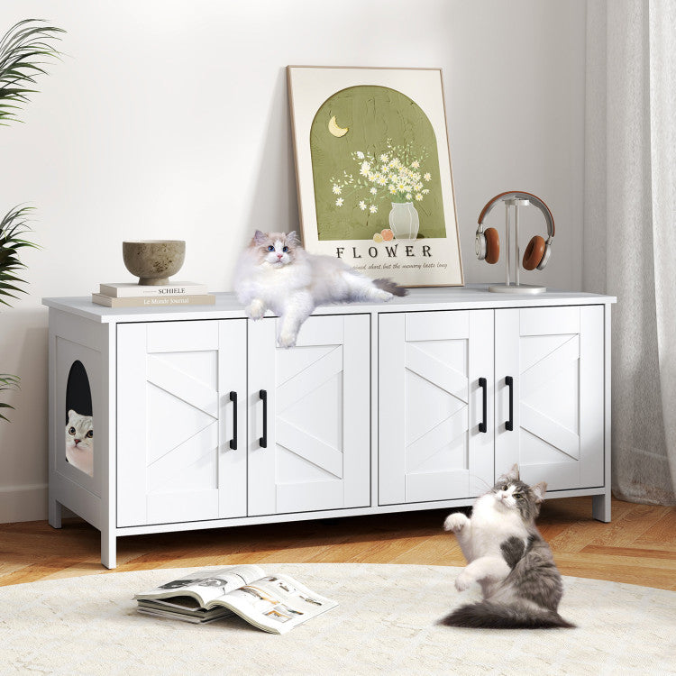 Cat Litter Box Enclosure for 2 Cats Modern Kitty Litter Box Furniture Hidden