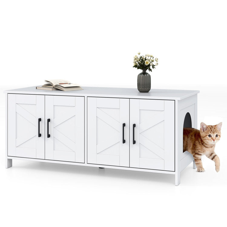 Cat Litter Box Enclosure for 2 Cats Modern Kitty Litter Box Furniture Hidden