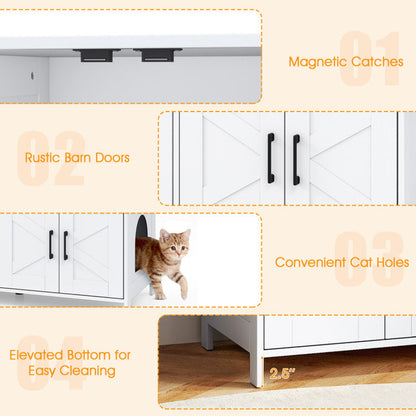 Cat Litter Box Enclosure for 2 Cats Modern Kitty Litter Box Furniture Hidden