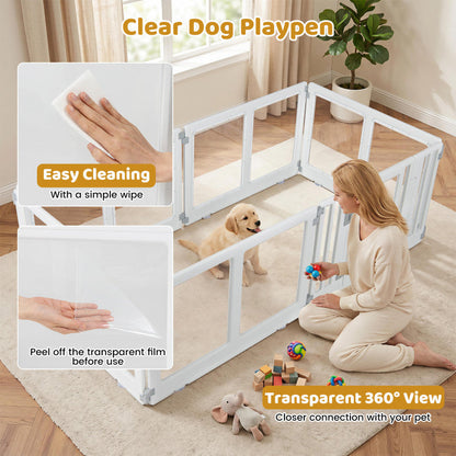 Clear Plastic Dog Playpen with Secure Locking Door
