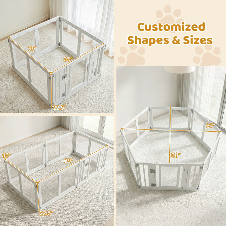 Clear Plastic Dog Playpen with Secure Locking Door