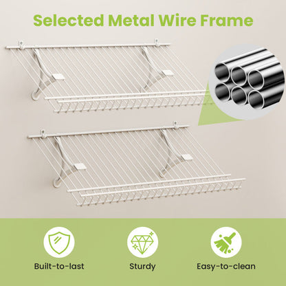 Closet Shelves Wall Mounted Set of 2 Metal Wire Shoe Racks