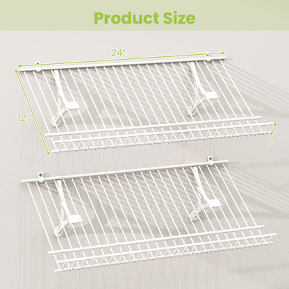 Closet Shelves Wall Mounted Set of 2 Metal Wire Shoe Racks
