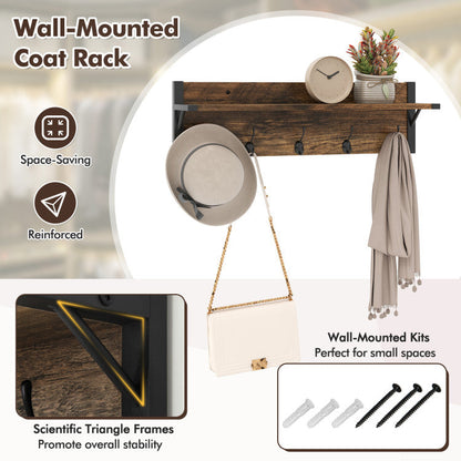 Coat Rack Shoe Stand Set 5-Tier Shoe Rack with Wall-Mounted Coat Hanger