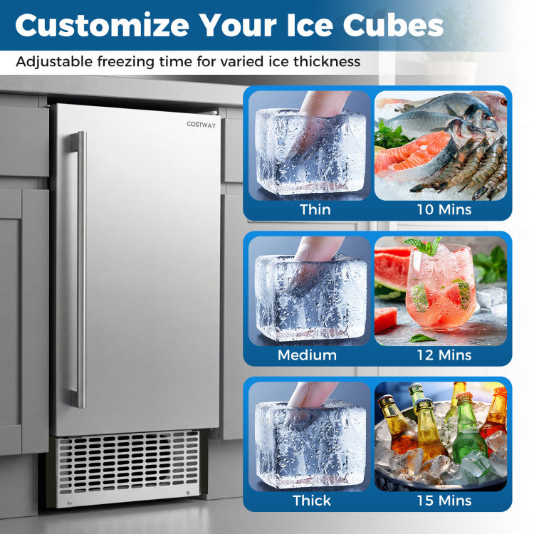 Commercial Under Counter Ice Maker 90 lbs/Day with Built-in Freestanding Ice Making Machine