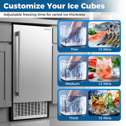 Commercial Under Counter Ice Maker 90 lbs/Day with Built-in Freestanding Ice Making Machine