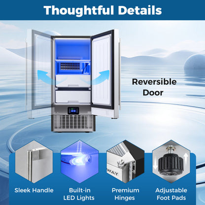 Commercial Under Counter Ice Maker 90 lbs/Day with Built-in Freestanding Ice Making Machine