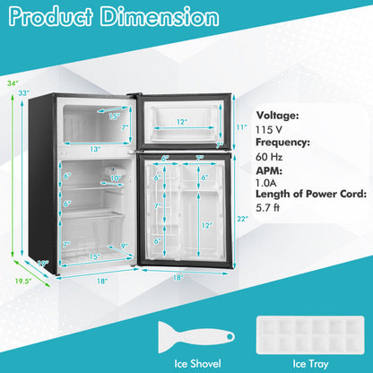 3.2 Cu. Ft Compact Mini Fridge with Adjustable Thermostat
