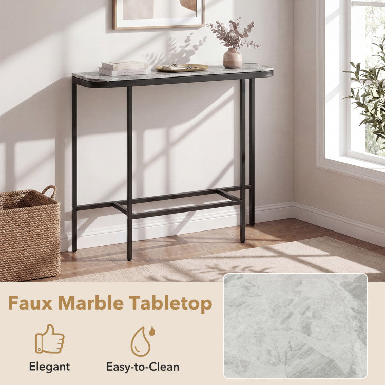 Console Table 44-Inch Entryway Table with Faux Marble Tabletop and Heavy-Duty Metal Frame