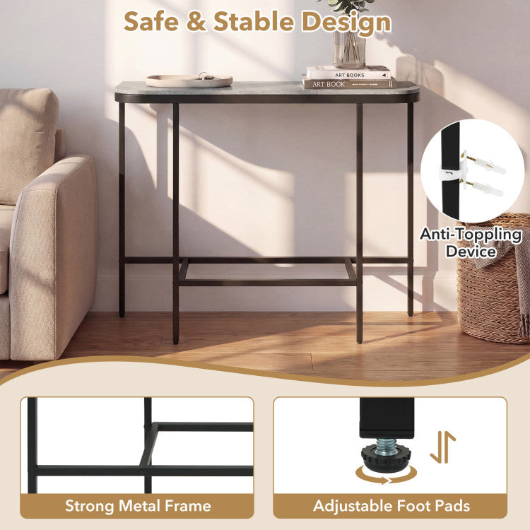 Console Table 44-Inch Entryway Table with Faux Marble Tabletop and Heavy-Duty Metal Frame