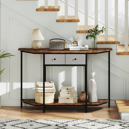 Console Table with 2 Drawers and Open Storage Shelf